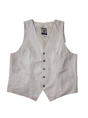 Bruno Men's‎ Beige Linen Suit Vest Waistcoat Button Front Italy Size M